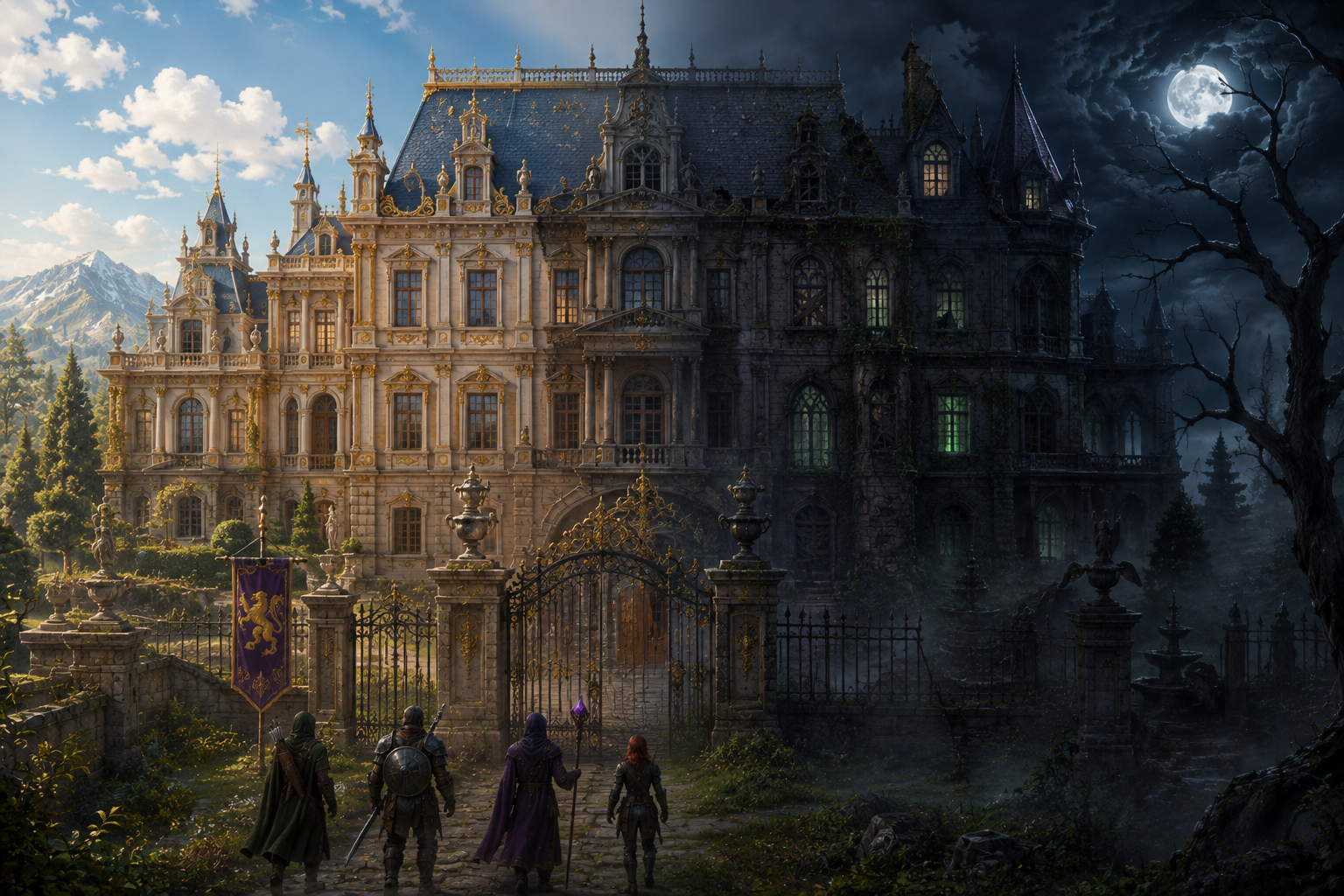 The Walled Manor, a large house with hidden passages